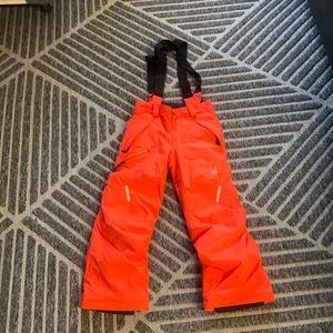 Kids boy or girl orange suspender snow pants 10
